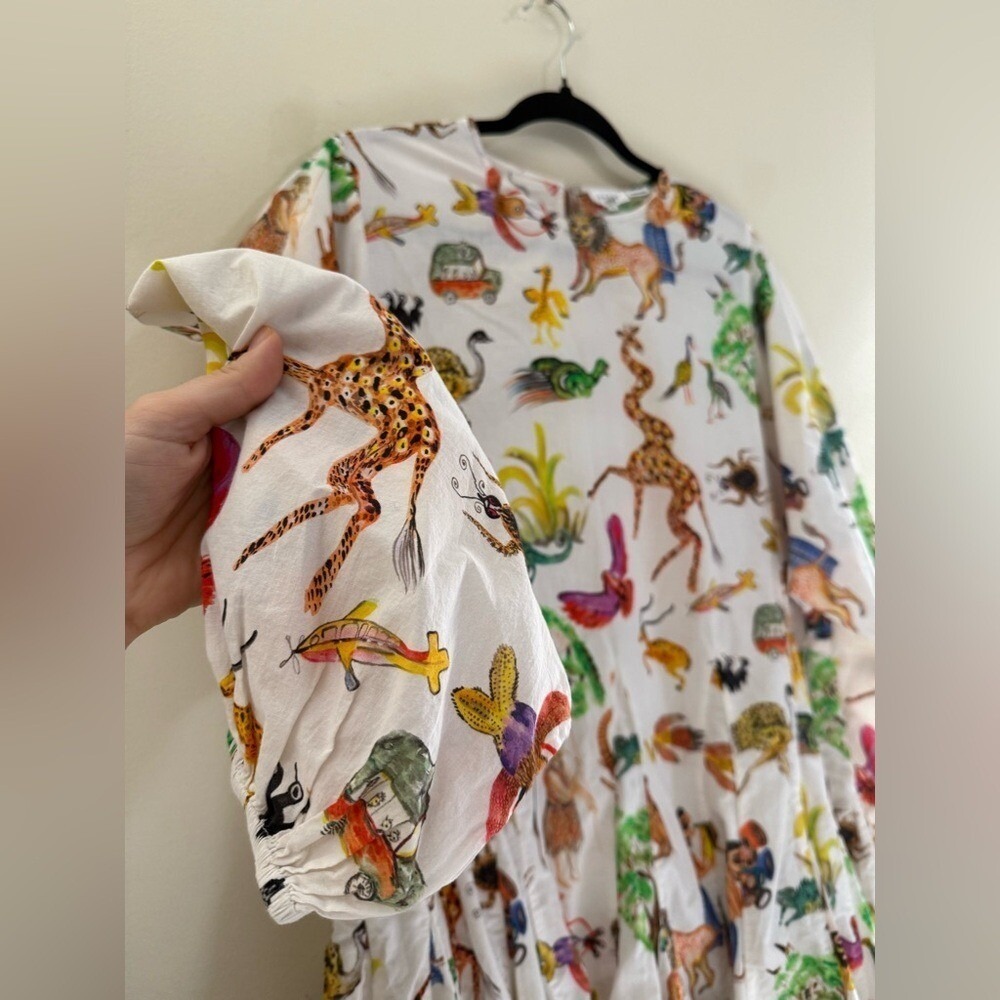 Rhode Resort Ella Pleated Jungle Print Mini Dress - M - Picture 6 of 12